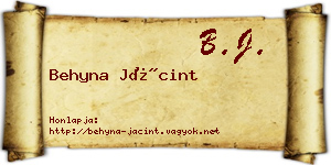 Behyna Jácint névjegykártya